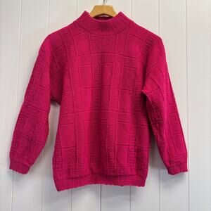Vintage Arielle Womens Preppy 90's Diamond Knit Mock Neck Sweater‎ Size M Cozy
